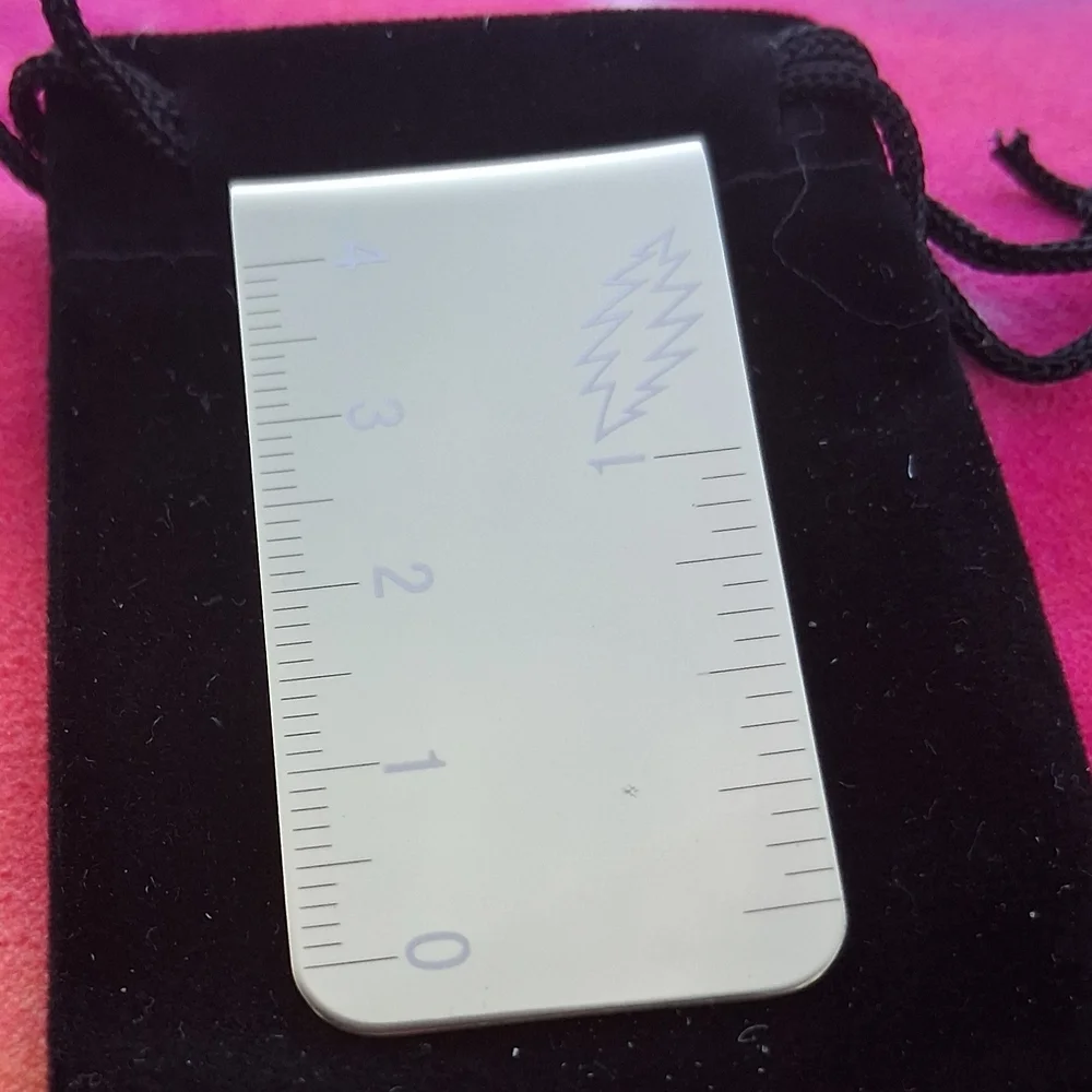 Grateful Dead Silver Money Clip with Ruler Design